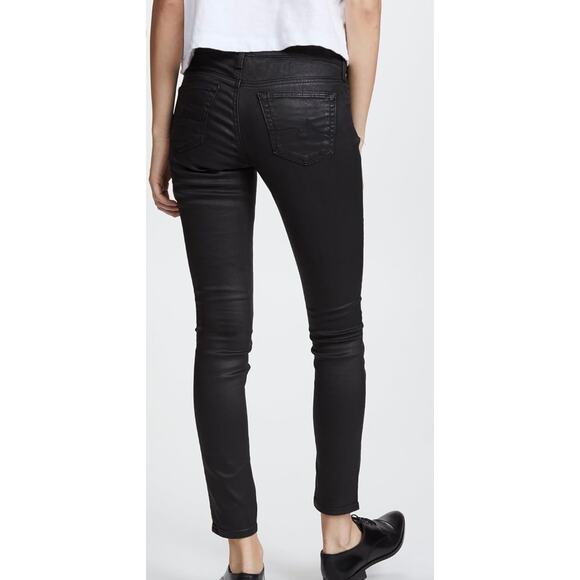 AG Jeans LEATHERETTE SUPER SKINNY ANKLE Size 25 Black $285 - Picture 2 of 7